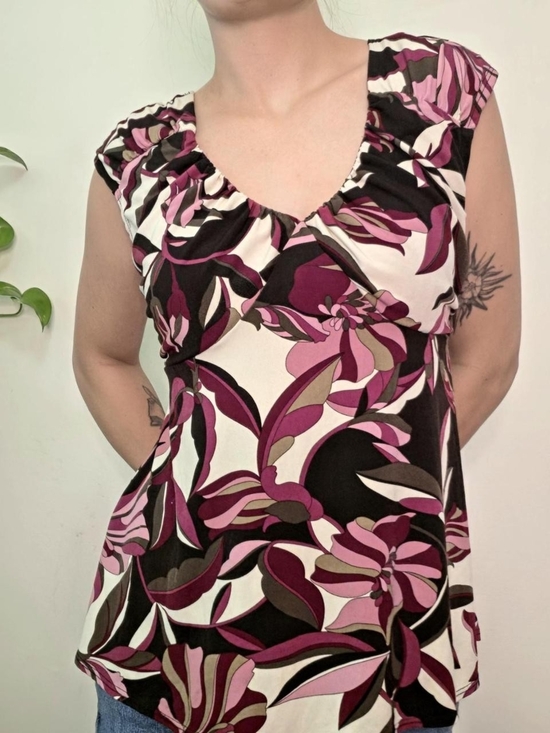 AB Studio Dresses & Skirts - 2000s Y2K Babydoll Patterned Top Size M